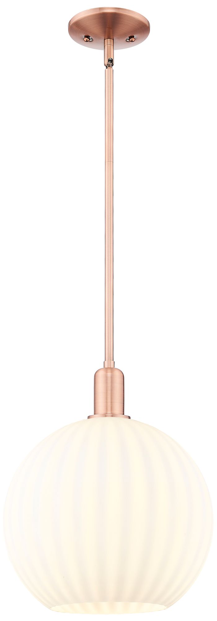 Innovations Lighting Arcadia White Venetian 12" Wide Antique Copper Stem Hung Mini Pendant