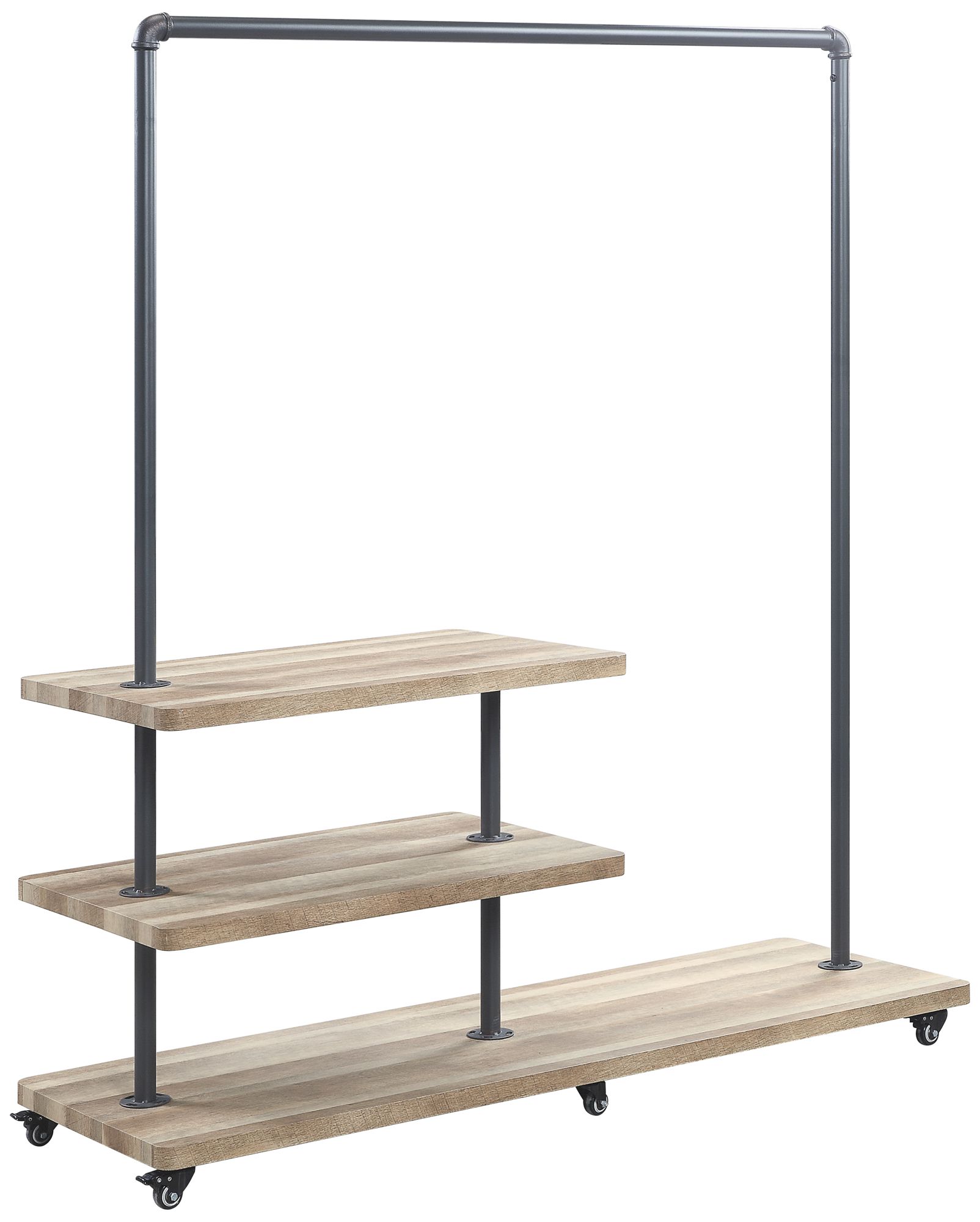 Brantley 59" Wide Oak and Sandy Gray 3-Shelf Hanger Rack