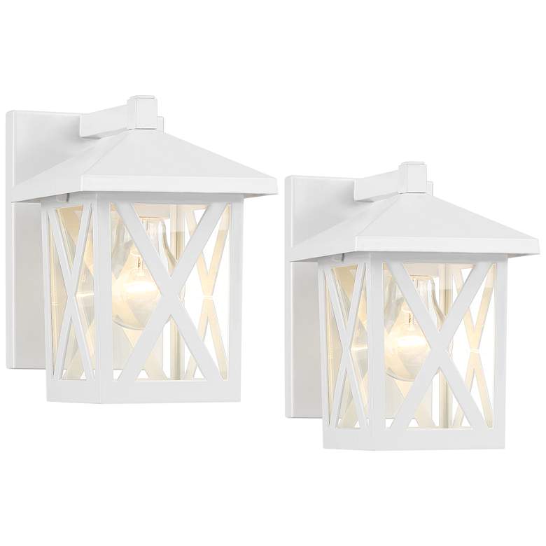 Elkins 7 1/2&quot; High White Outdoor Wall Lights Set of 2