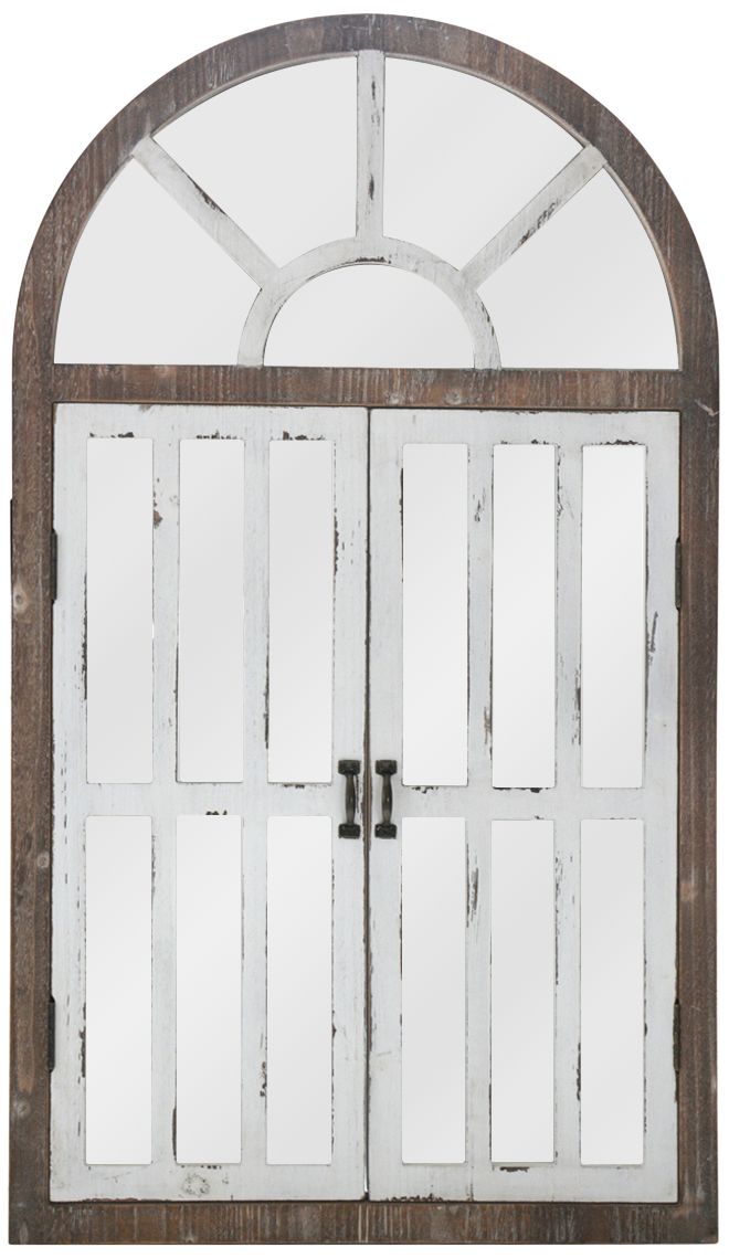 Modern Reflection Wood and White 26" x 45" Arch Wall Mirror