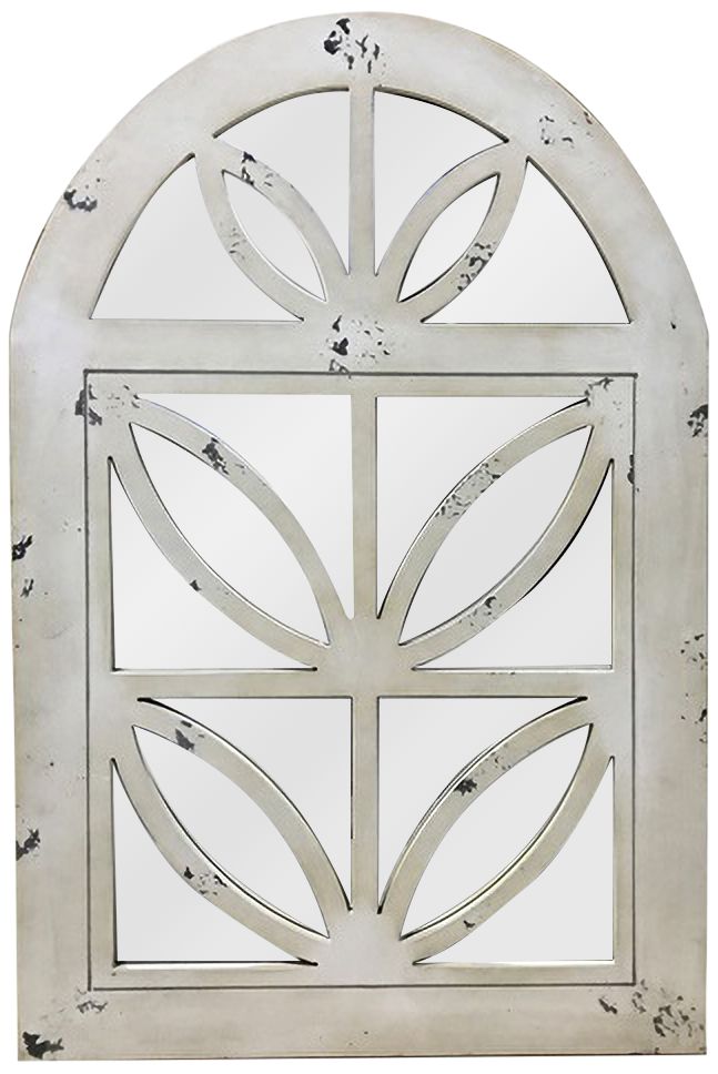 Megan Antique White 23 1/4" x 35 Arch Top Wall Mirror