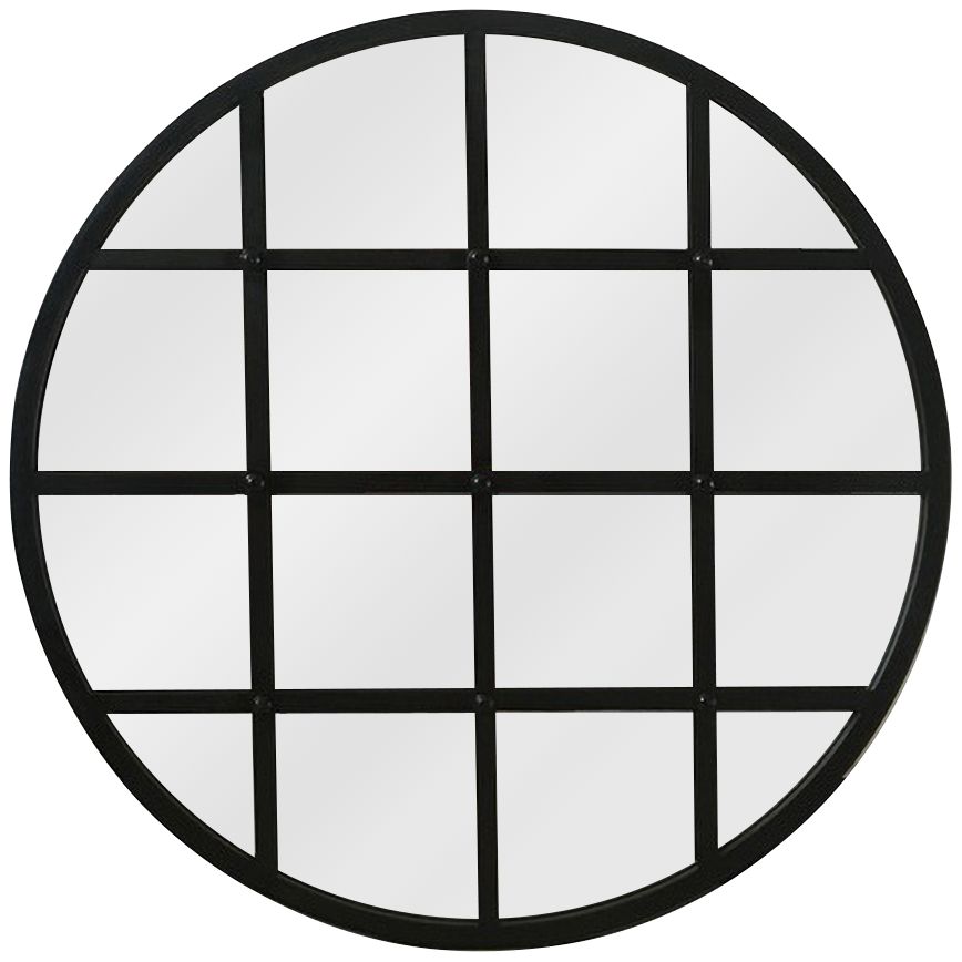 Multi Reflect III Black Iron 31" Round Wall Mirror