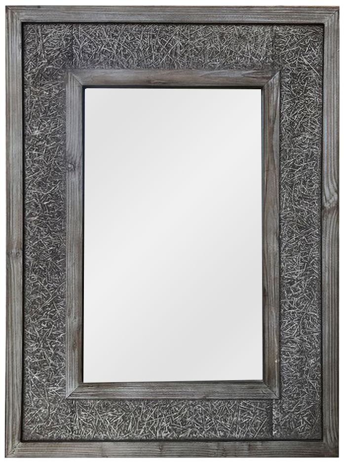 Mitch Antique Wood 23 1/2" x 31 1/4" Rectangular Wall Mirror