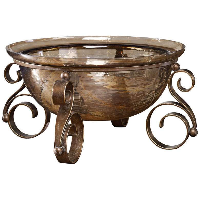 Image 2 Uttermost Alya 17" Wide Rustic Scroll Glass Bowl