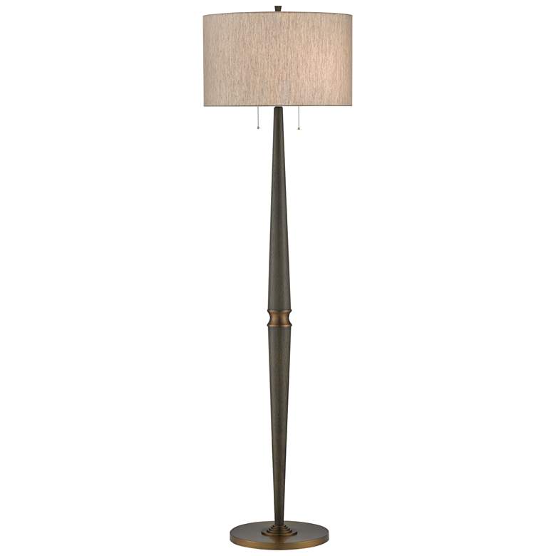 Currey and Company Colee Gray Wood Floor Lamp