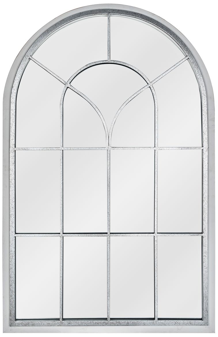 Layne Silver and Whitewash 33" x 51" Arched Wall Mirror