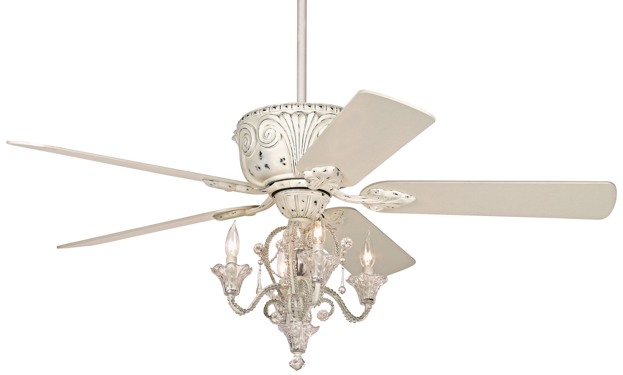 52" Casa Deville White Ceiling Fan with Pull Chain LED Kit 67K53