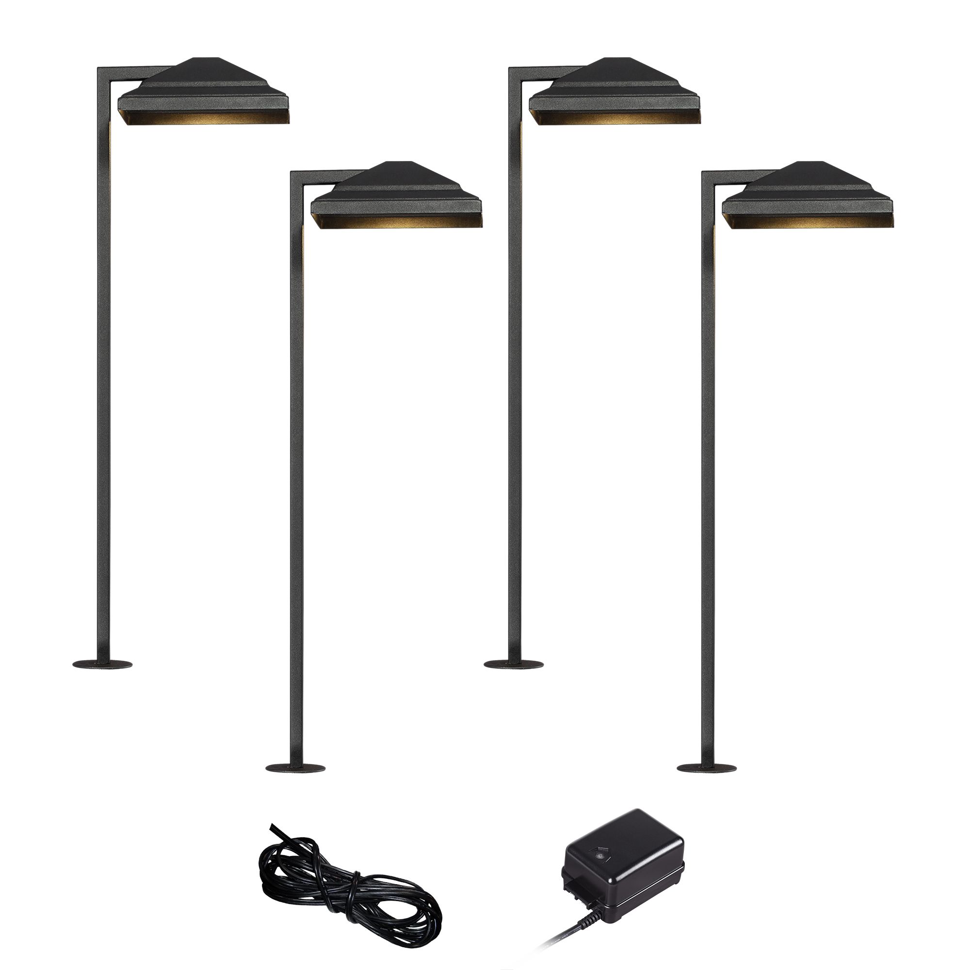 Basset Textured Black 6-Piece LED Landscape Path Light Set