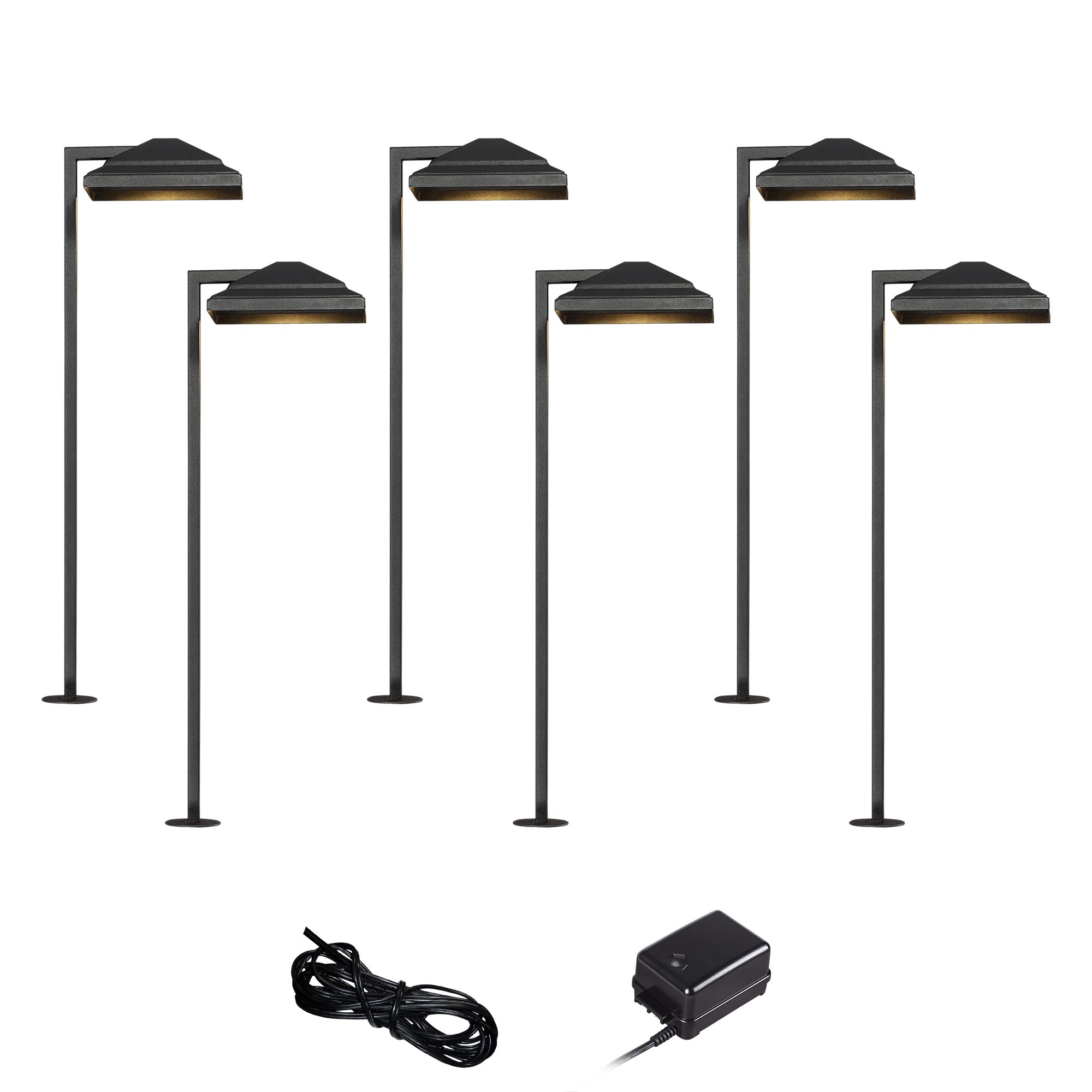 Basset Textured Black 8-Piece LED Landscape Path Light Set