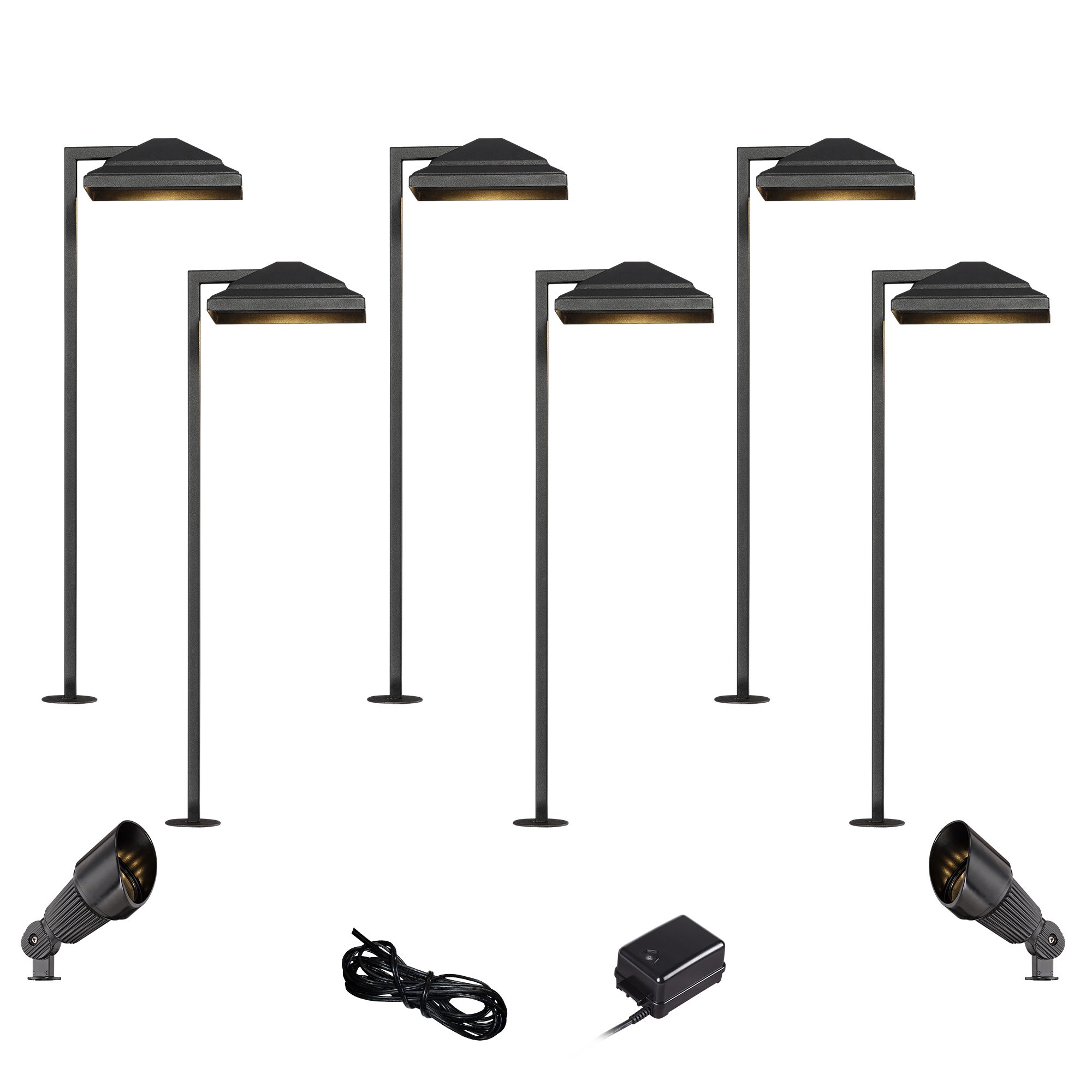 Basset Textured Black 10-Piece LED Path and Spot Light Set