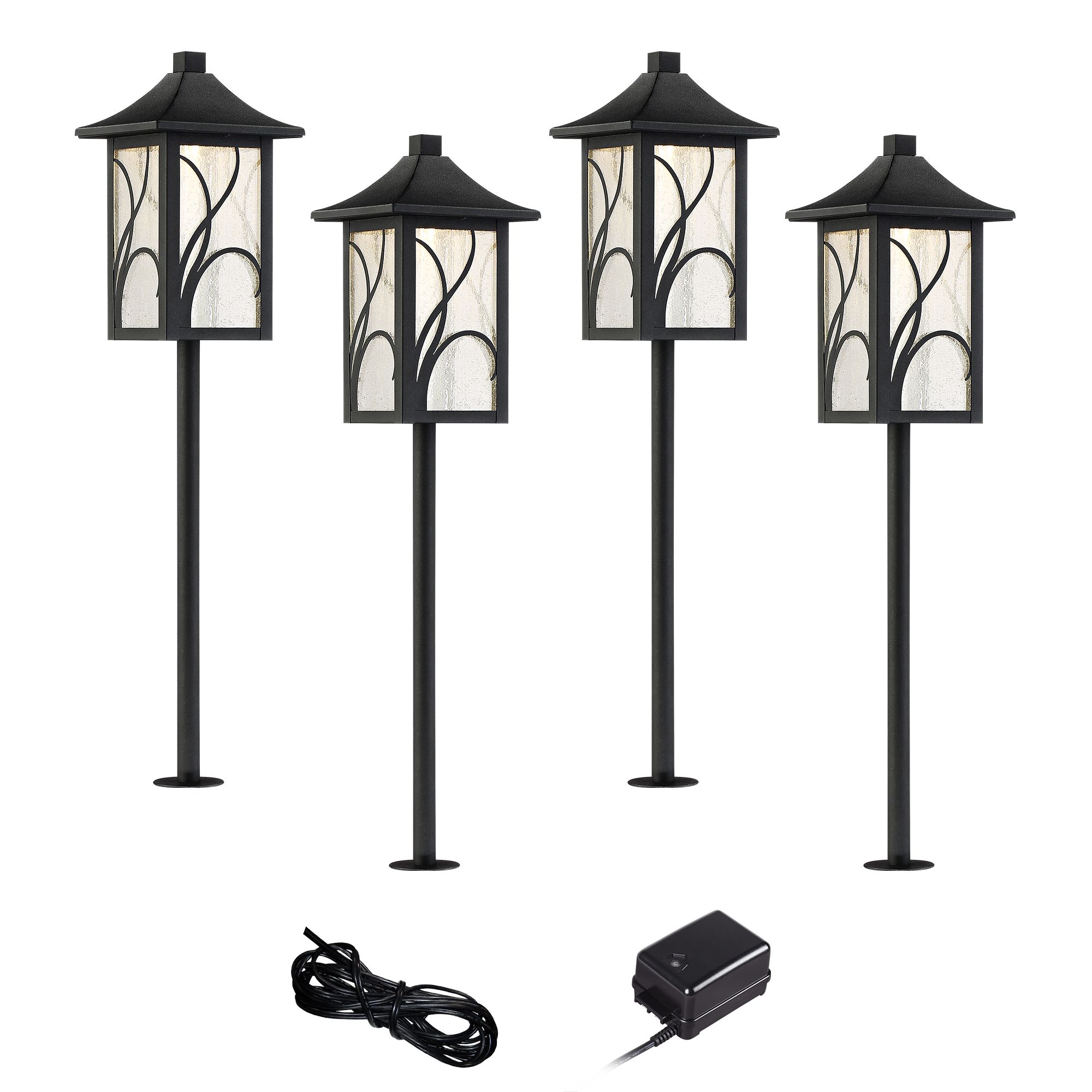 Sleator Textured Black 6-Piece LED Landscape Path Light Set