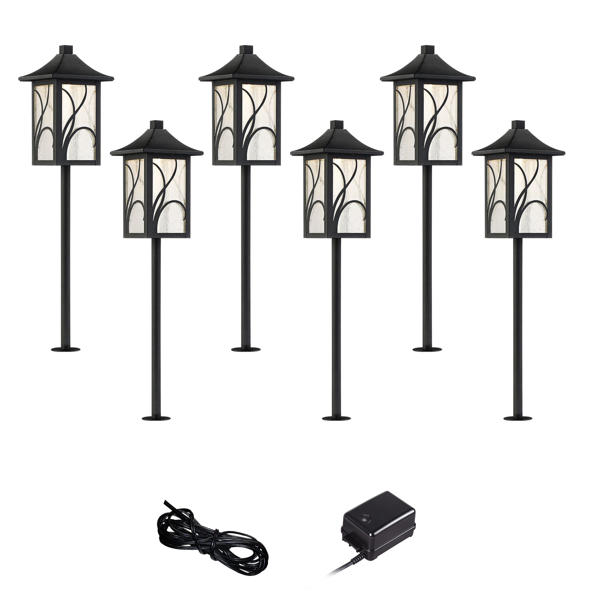 Sleator Textured Black 8-Piece LED Landscape Path Light Set