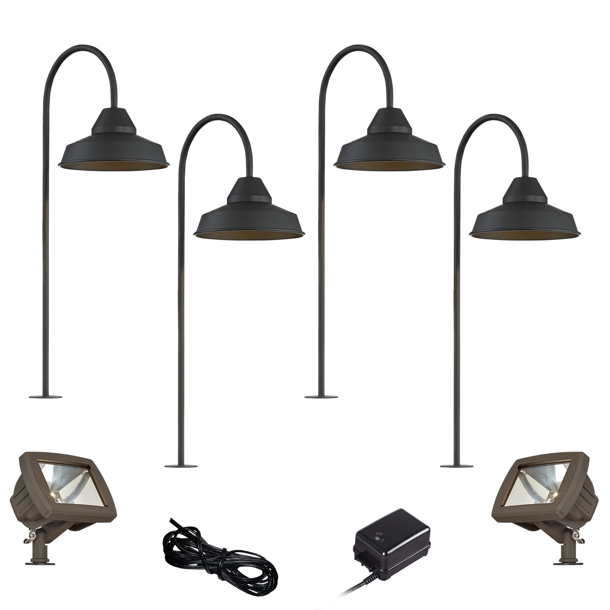 Westley Black 8-Piece LED Landscape Path and Flood Light Set