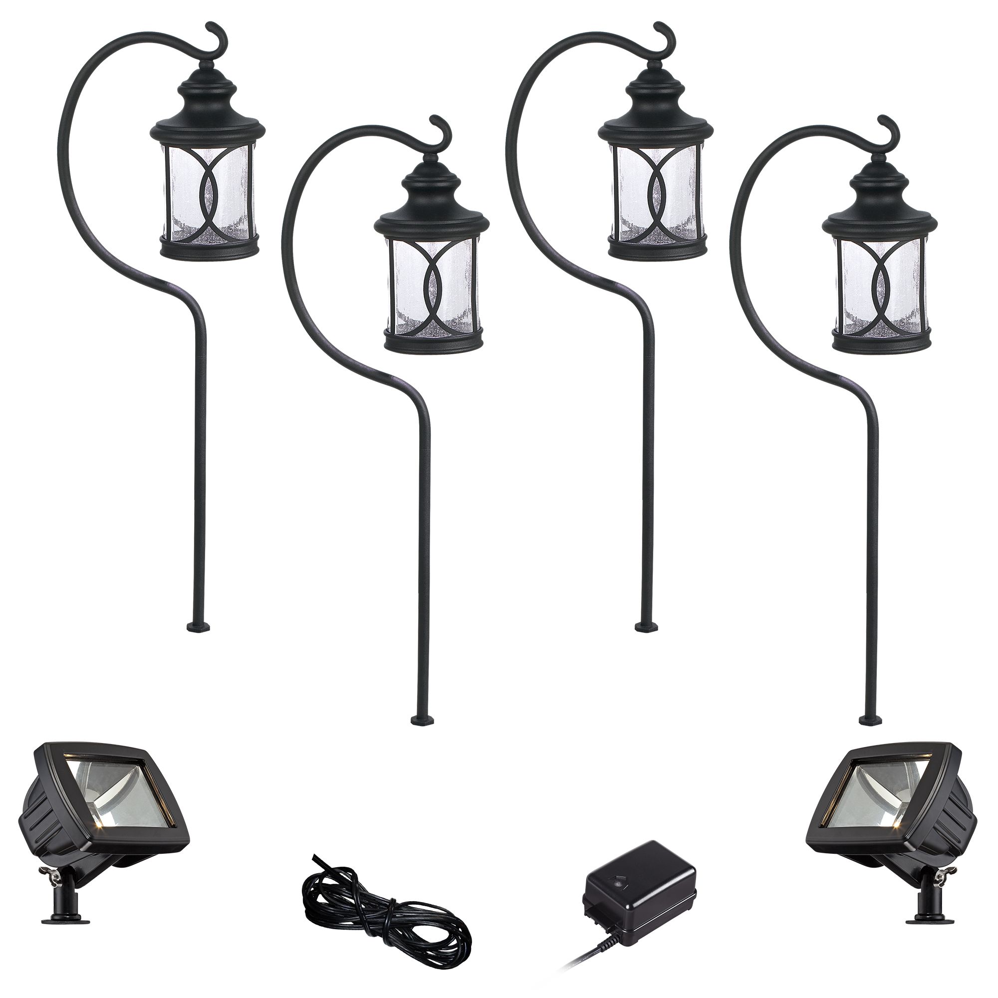 Capistrano Black 8-Piece LED Path and Flood Light Set
