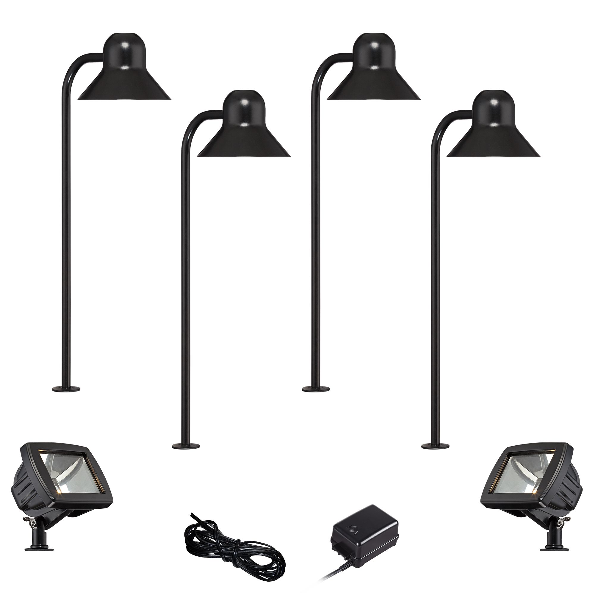 Jayce Black 6-Piece LED Landscape Path and Flood Light Set