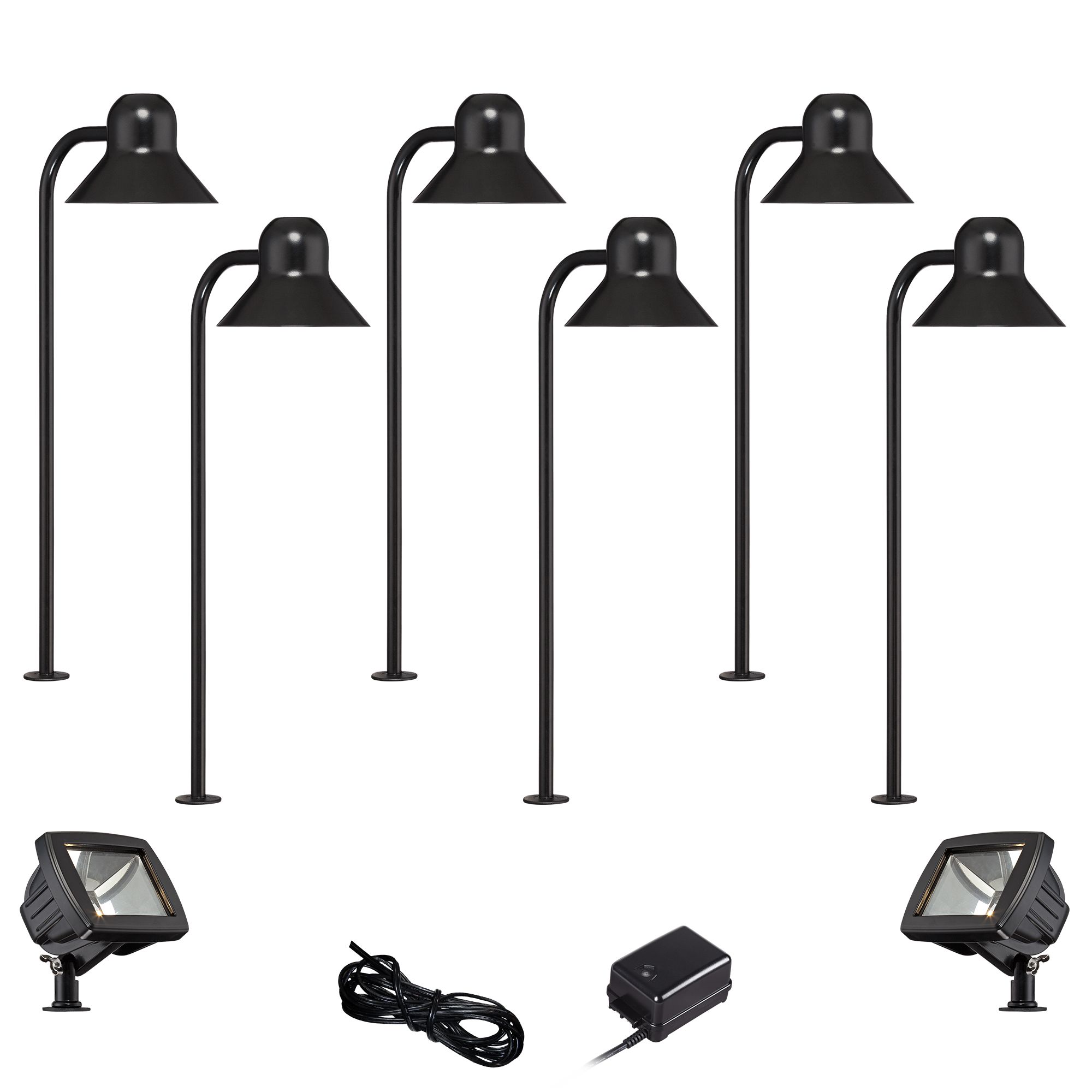 Jayce Black 8-Piece LED Landscape Path and Flood Light Set