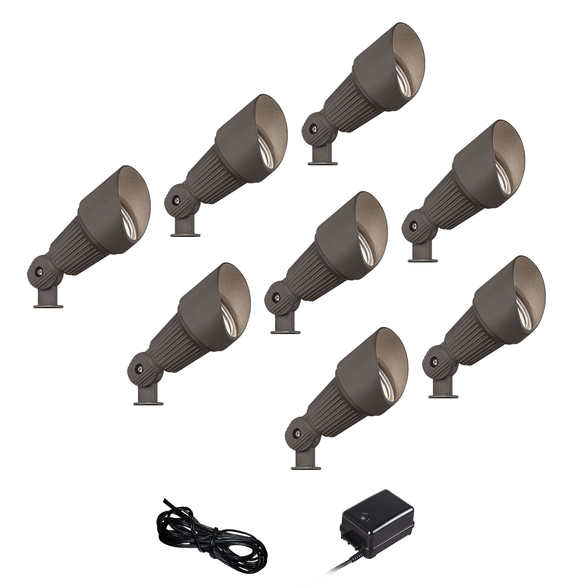 Hooded Bronze 8-Piece LED Landscape Spot Light Set