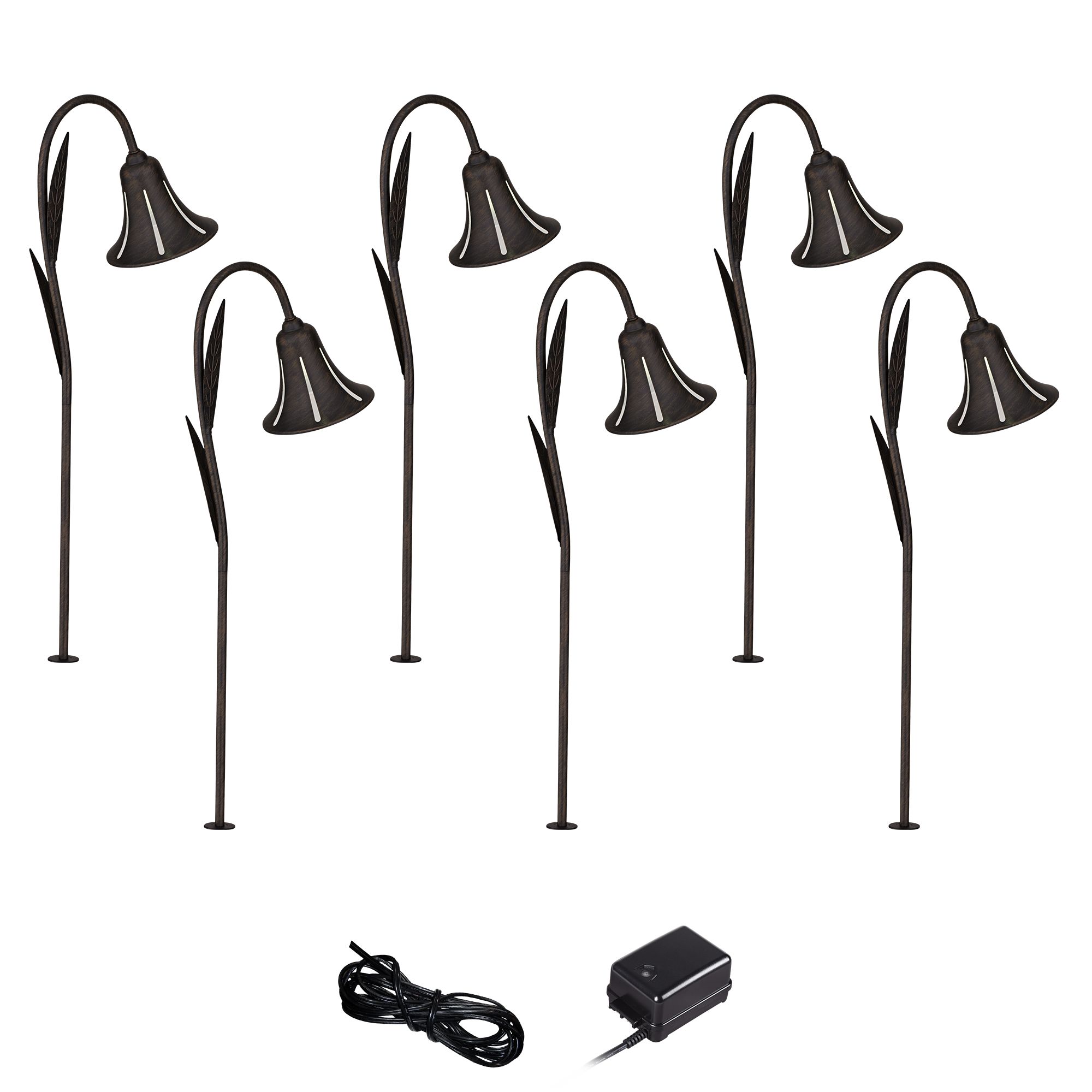 Tulip Dark Rust 8-Piece LED Landscape Path Light Set