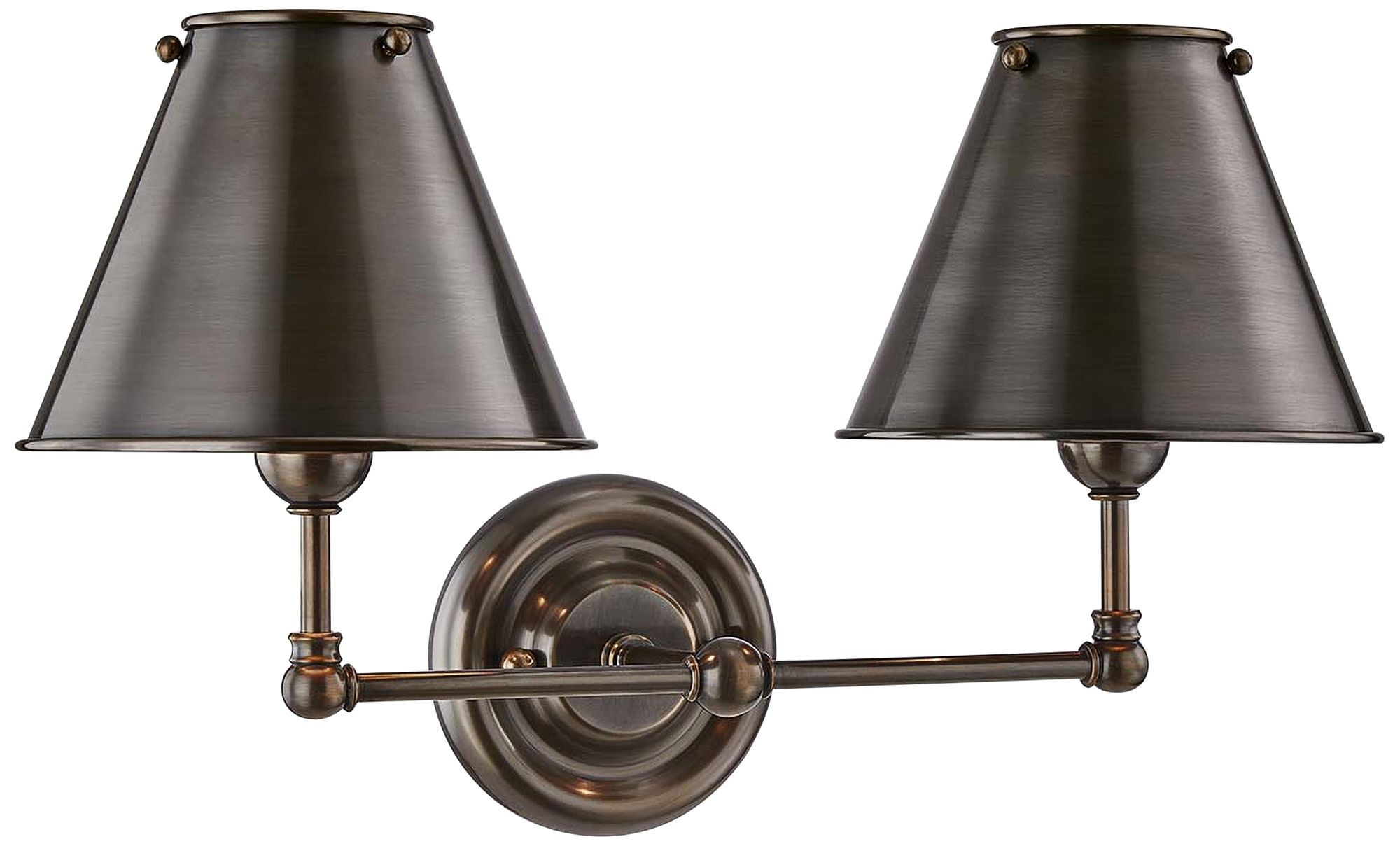 Classic No.1 10 1/2"H Distressed Bronze Shade 2-Light Sconce