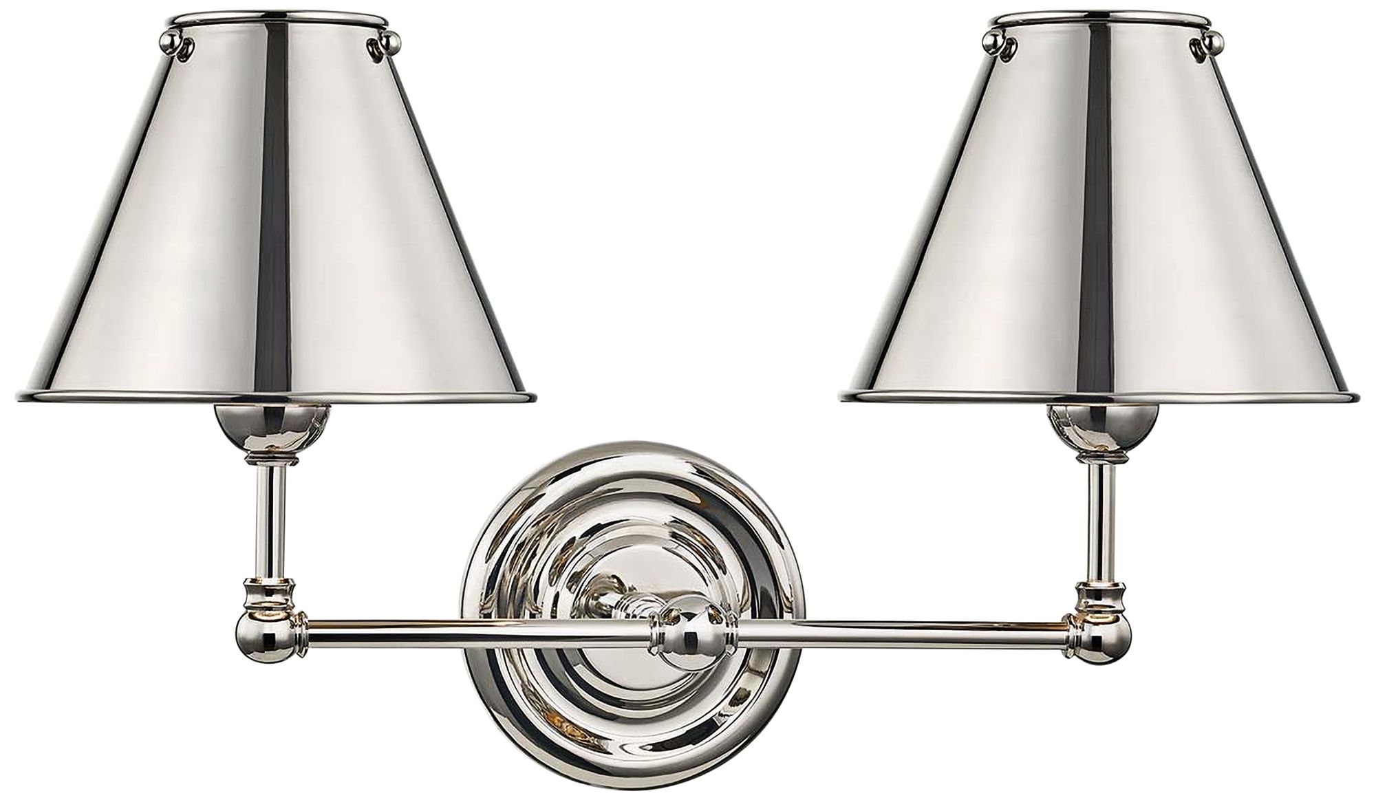 Classic No.1 10 1/2"H Polished Nickel Shade 2-Light Sconce