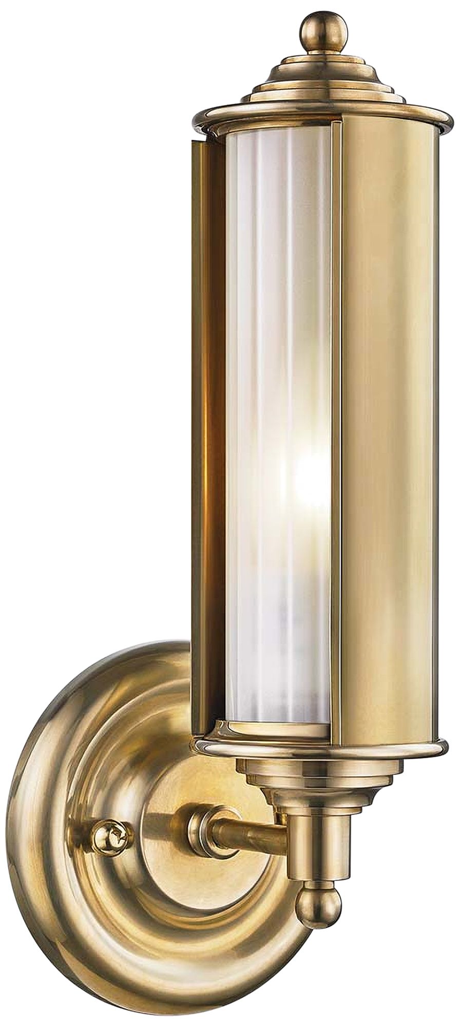 Classic No.1 12 1/4" High Aged Brass Tube Wall Sconce