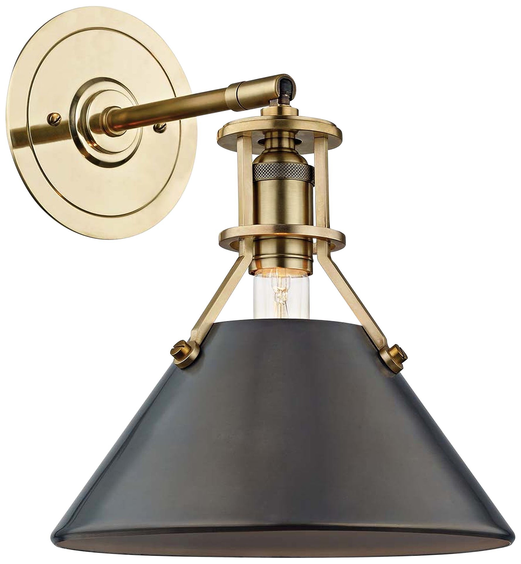 Metal No. 2 11"H Aged Brass Sconce with Antique Bronze Shade