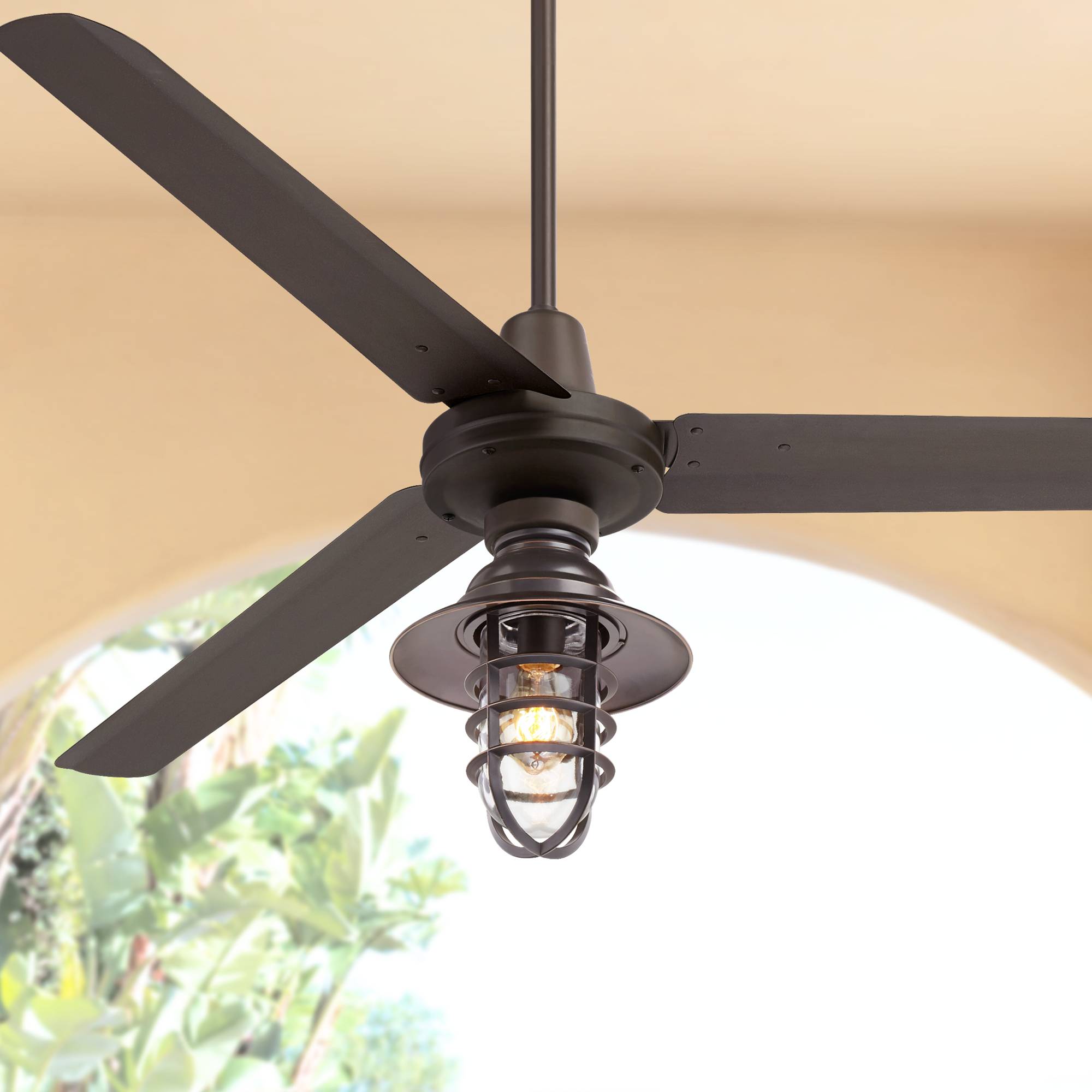 Details About 60 Industrial Outdoor Ceiling Fan With Led Light Remote Bronze Damp Patio Porch