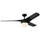 56" Monte Carlo Akova Black Damp Rated LED Ceiling Fan with Remote