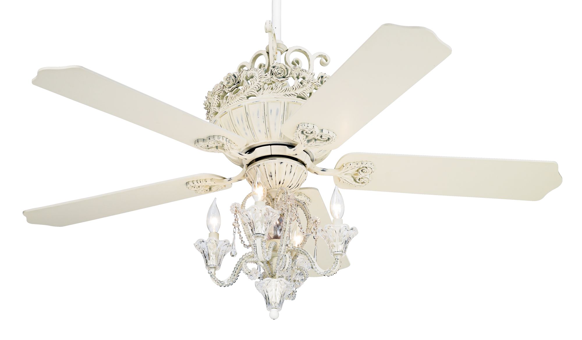 52 Casa Chic Rubbed White Ceiling Fan With Led 4 Light Kit