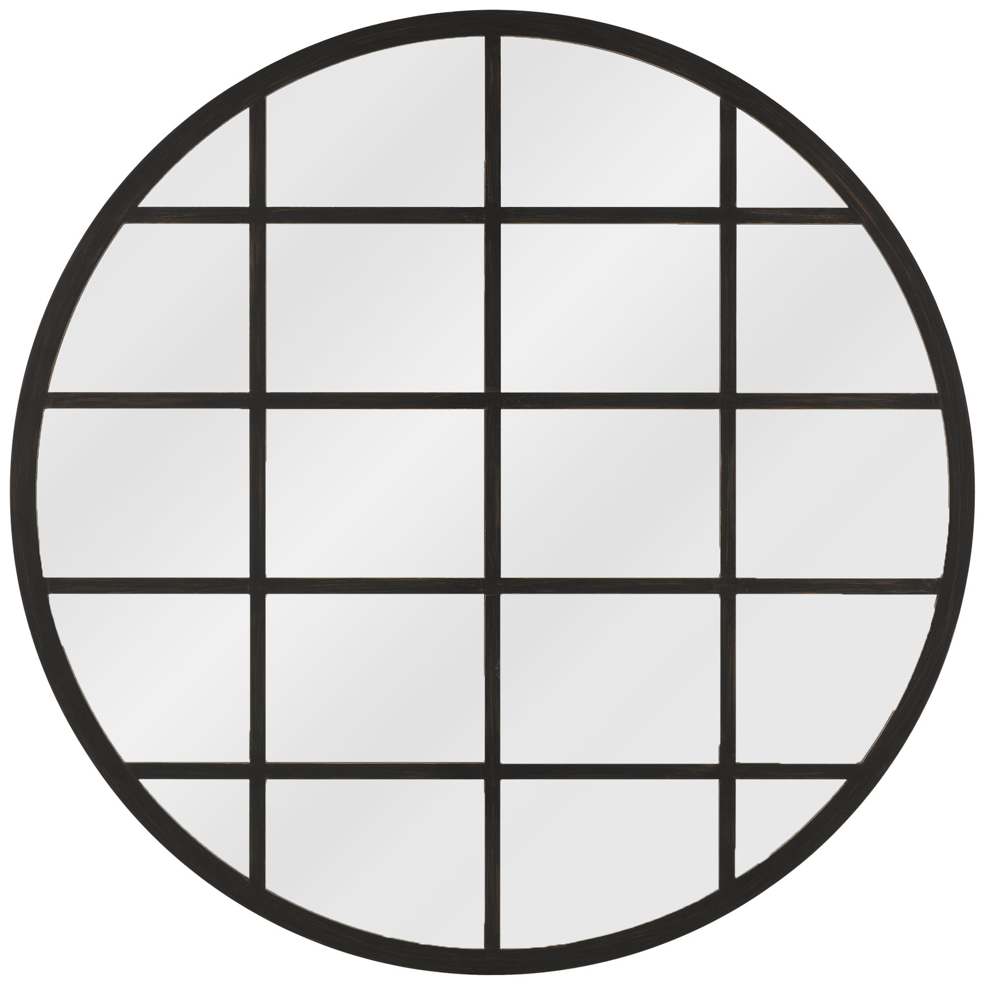 Quoizel Barracks Gray Grid Wood 36" Round Wall Mirror