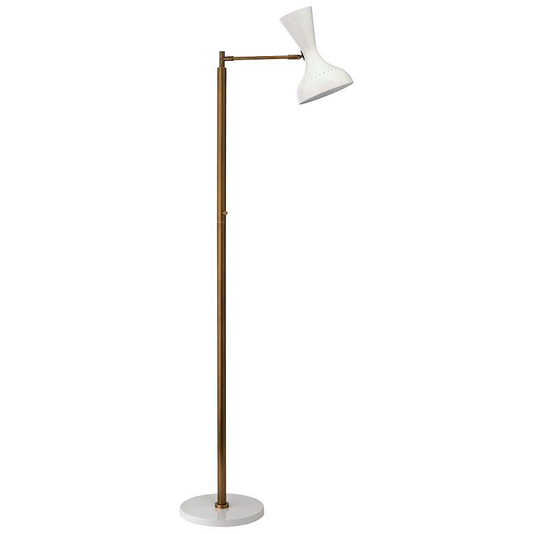 Image 2 Pisa White Lacquer and Brass 2-Directional Floor Lamp