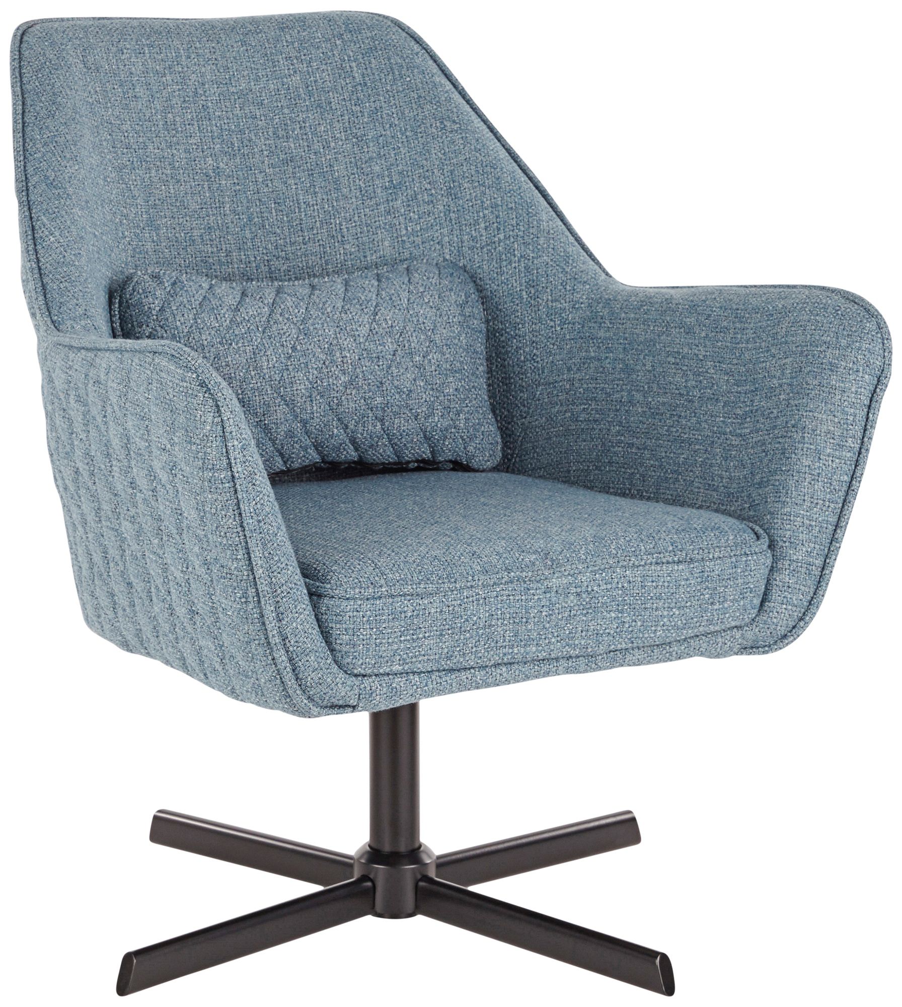 Diana Blue Noise Fabric and Black Metal Swivel Lounge Chair