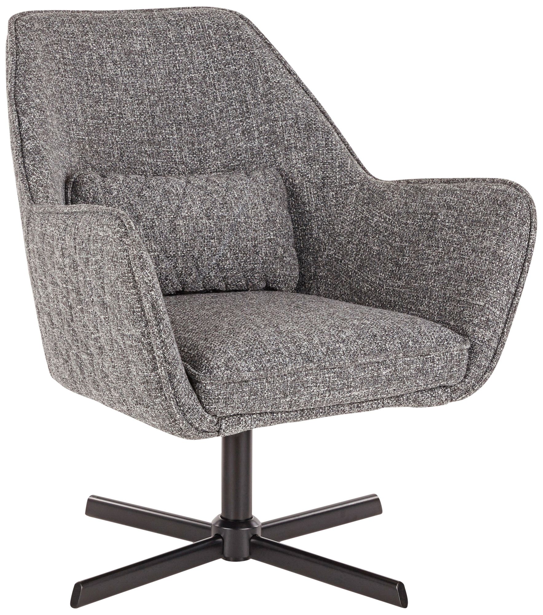 Diana Gray Noise Fabric and Black Metal Swivel Lounge Chair
