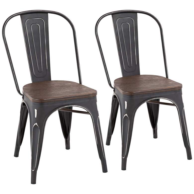 Image 1 Oregon Vintage Black Metal Stackable Dining Chairs Set of 2