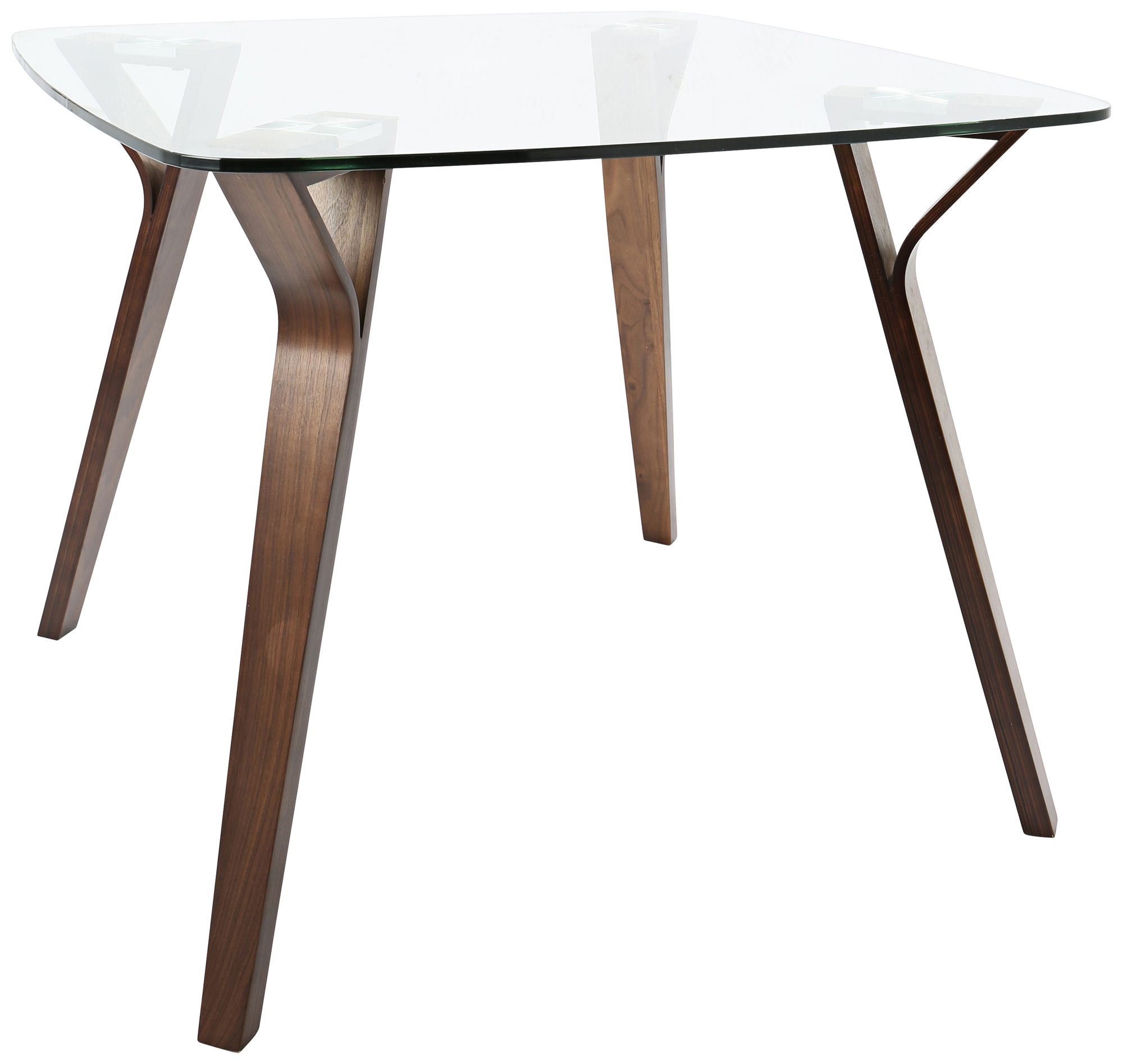 Folia 38 1/2" Wide Clear Glass and Walnut Wood Dining Table