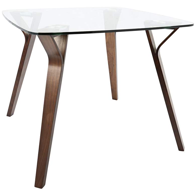 Image 2 Folia 38 1/2" Wide Clear Glass and Walnut Wood Dining Table