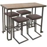 Roman 48&quot; Wide Bamboo 5-Piece Counter Height Dining Set