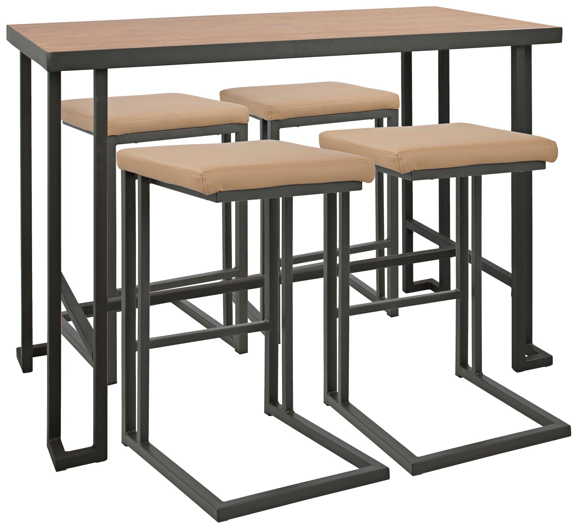 Roman 48" Wide Light Wood 5-Piece Counter Height Dining Set