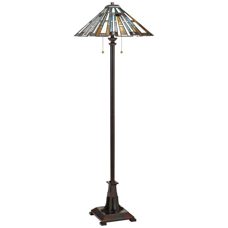 Image 2 Quoizel Maybeck Valiant Bronze Tiffany-Style Floor Lamp