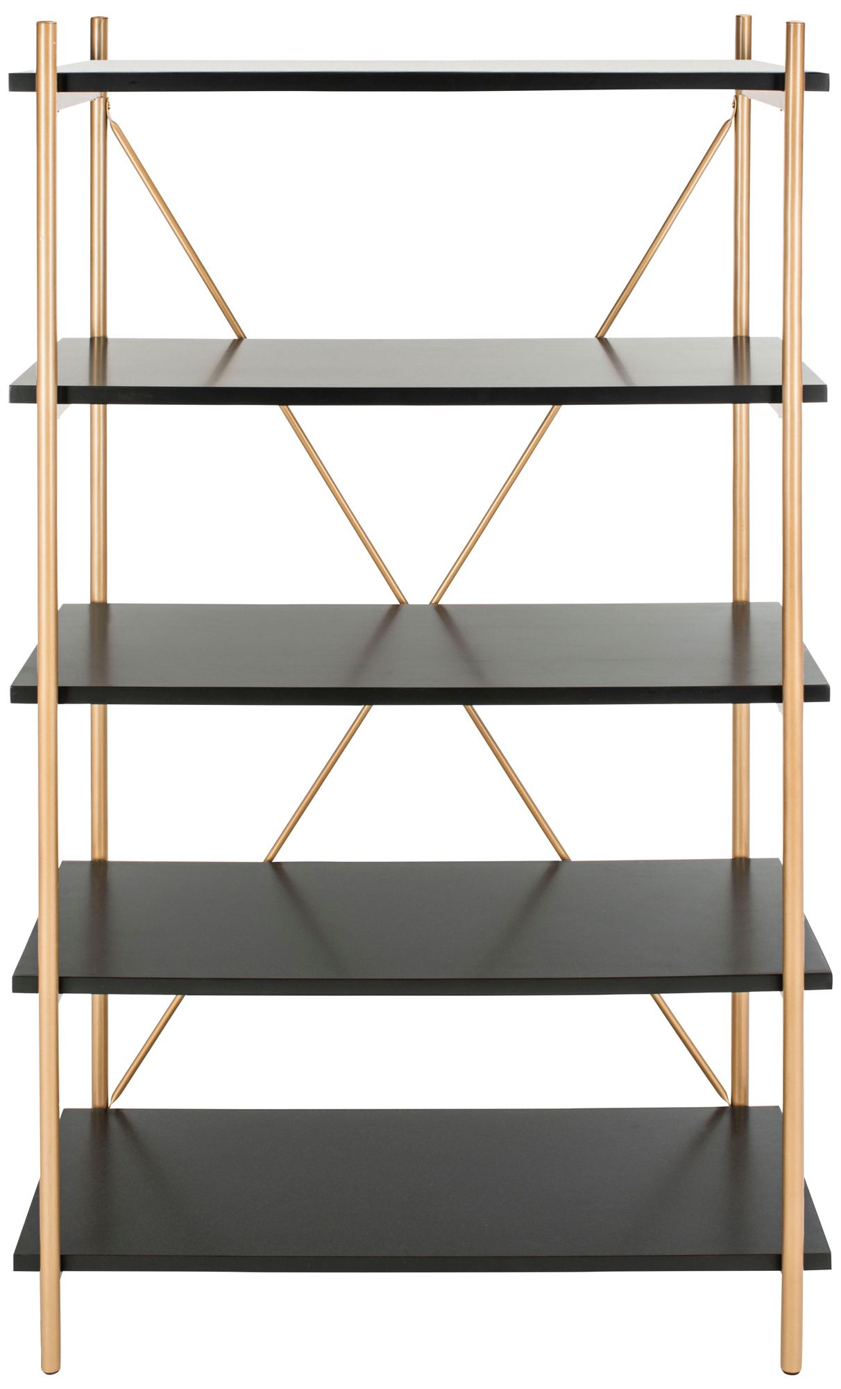 Rigby 72 High Black And Gold Modern Etagere Shelf 67x60