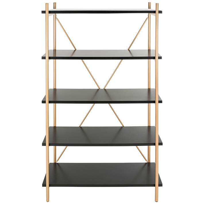 Rigby 72 High Black And Gold Modern Etagere Shelf 67x60