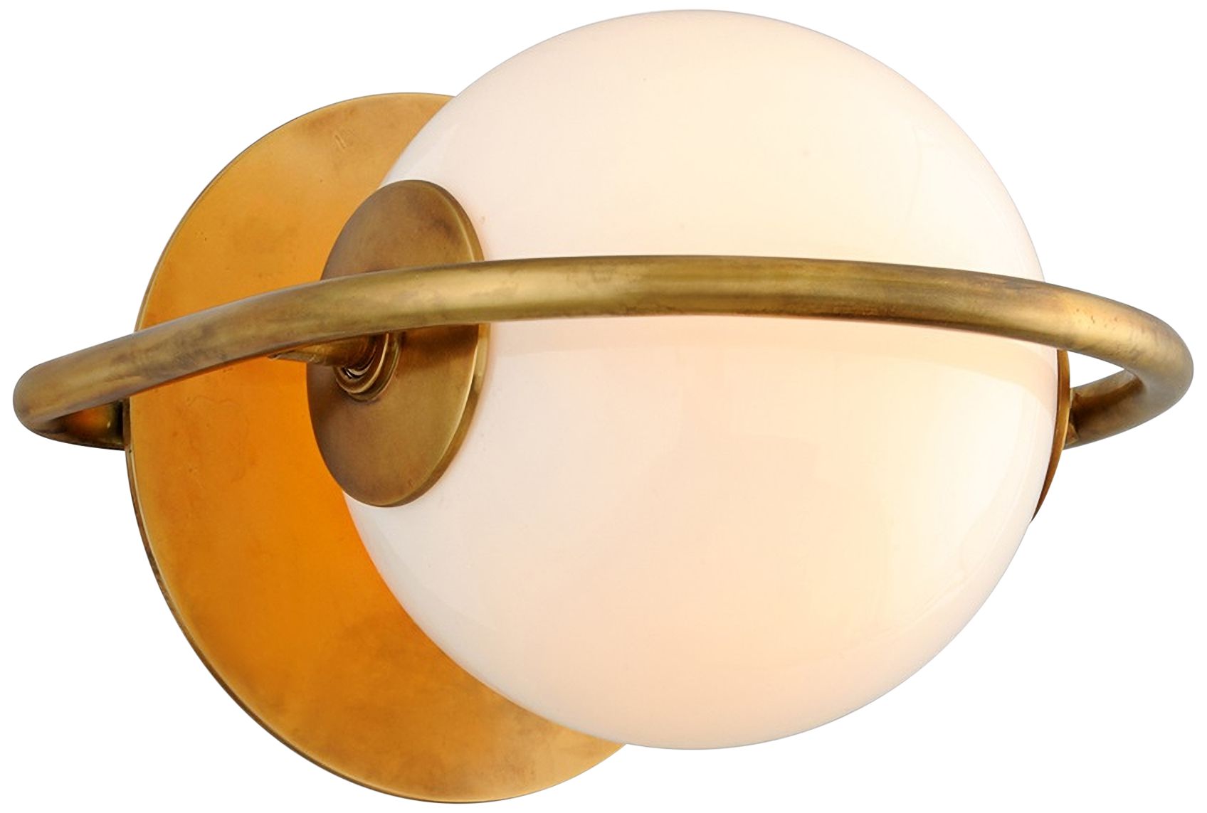 Everley 6"H Vintage Brass Wall Sconce with Opal White Shade