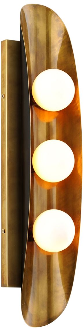 Corbett Hopper 24" High Vintage Brass 3-light Wall Sconce