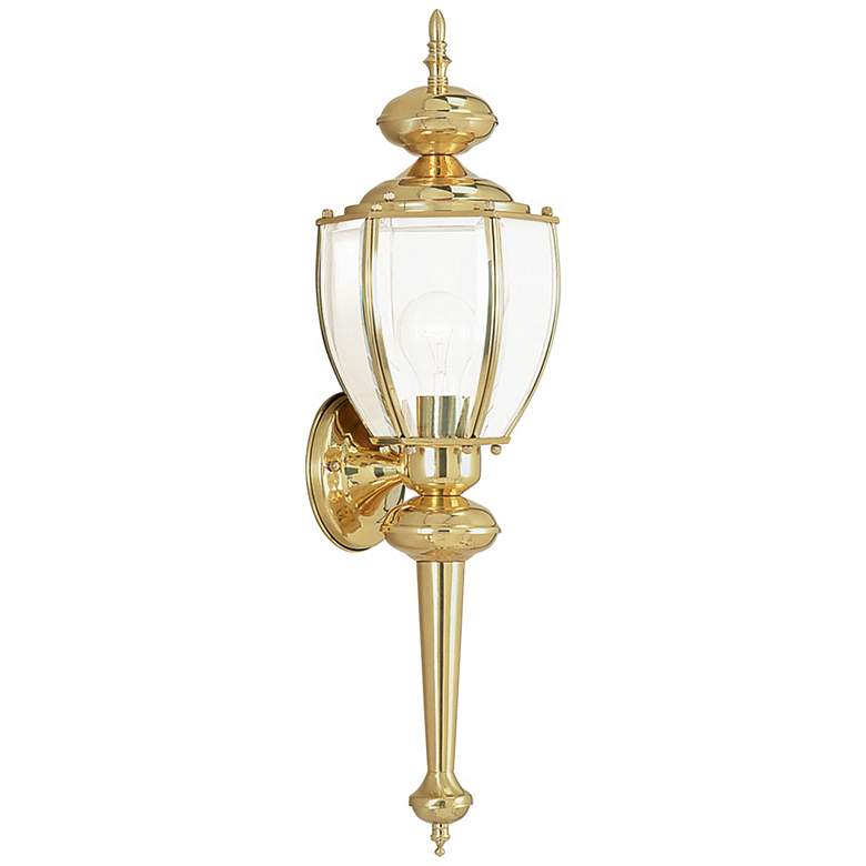 Outdoor Basics 25 1/4&quot;H Polished Brass Lantern Wall Light