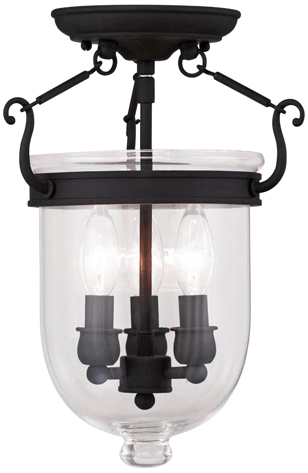 Jefferson 10" Wide Black 3Light Bell Jar Ceiling Light 67Y81