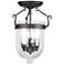 Jefferson 10" Wide Bronze 3-Light Bell Jar Ceiling Light