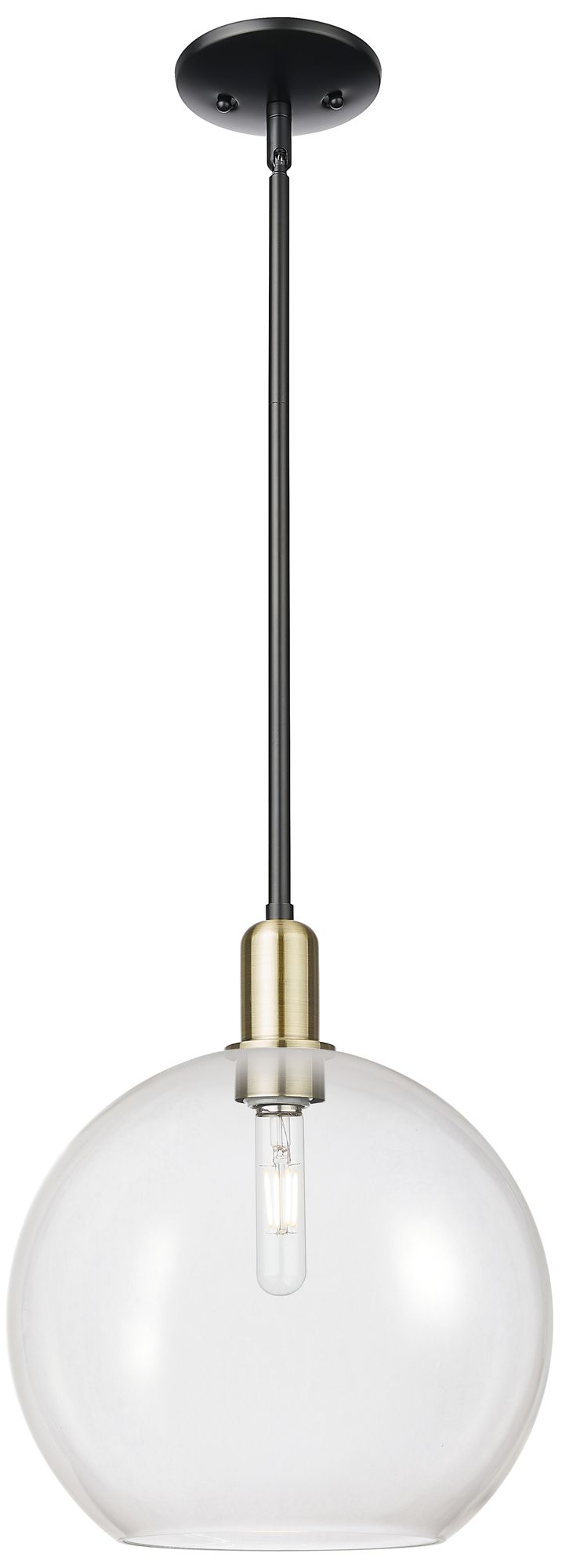 Innovations Lighting Arcadia Athens 12"w Black Brass Stem Hung Mini Pendant W/ Clear Shade In Transparent