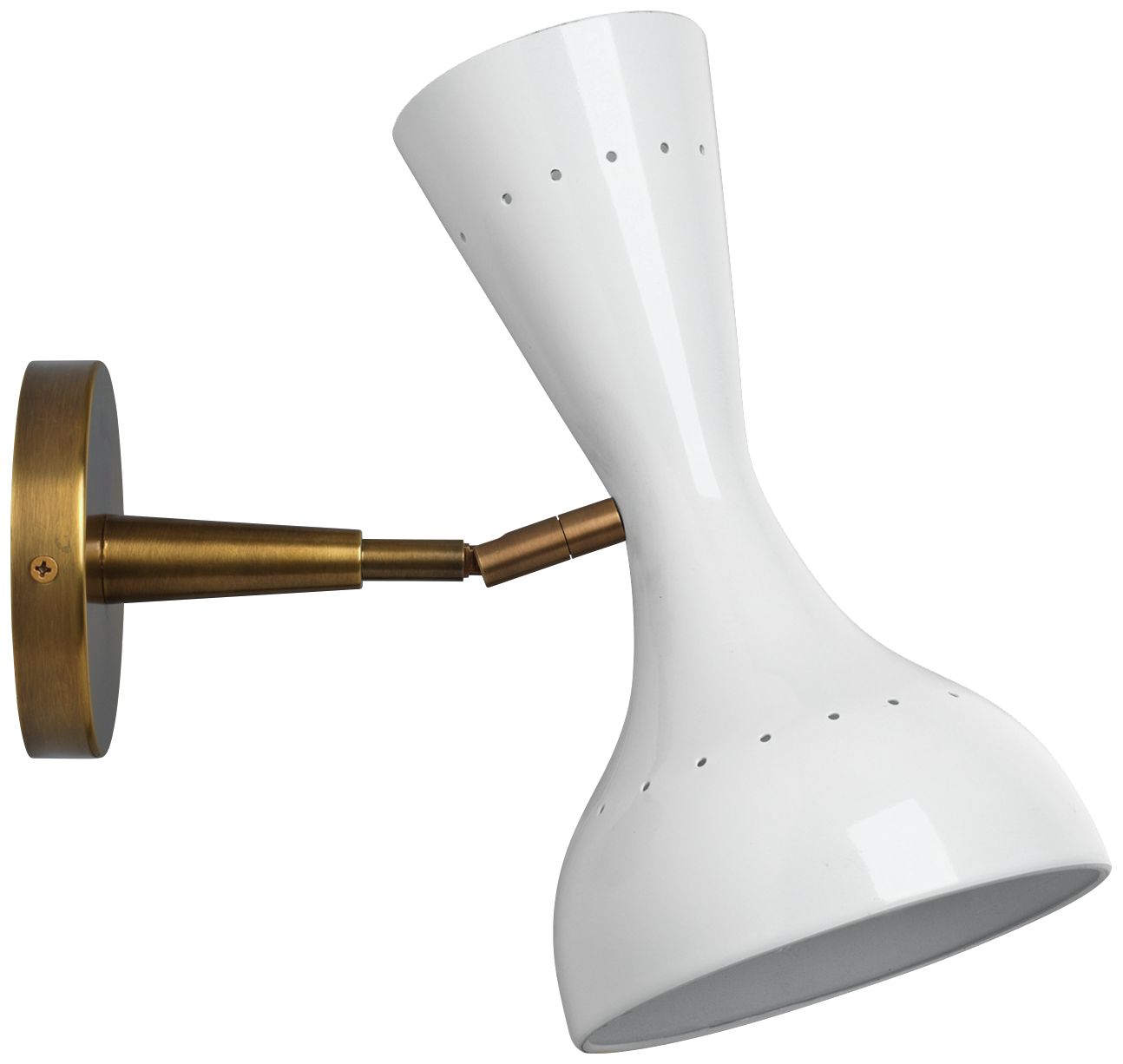 Pisa 10 1/2" High White and Brass Modern Wall Sconce