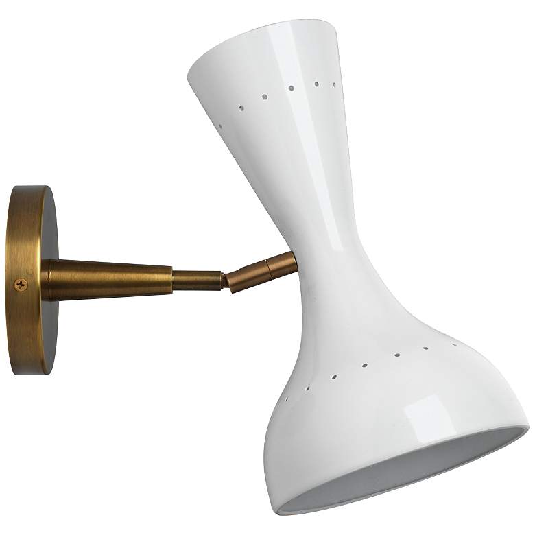 Pisa 10 1/2&quot; High White and Brass Modern Wall Sconce