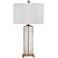 Maroa Clear Ribbed Glass and Gold Leaf Column LED Table Lamp